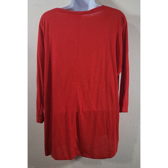Cato Red Dolman 3/4 Sleeve Slub Knit Top Large Lightweight Soft Stretch - Picture 3 of 6